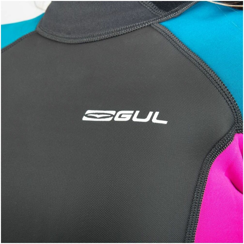 2025 Gul Junior Response 3/2mm Flatlock Back Zip Våddragt RE1323-C1 - Jet / Teal